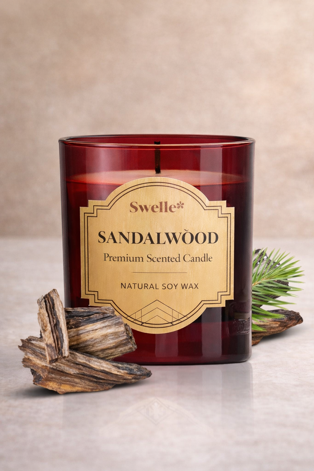 Swelle Sandalwood – Premium Scented Candle | Natural Soy Wax